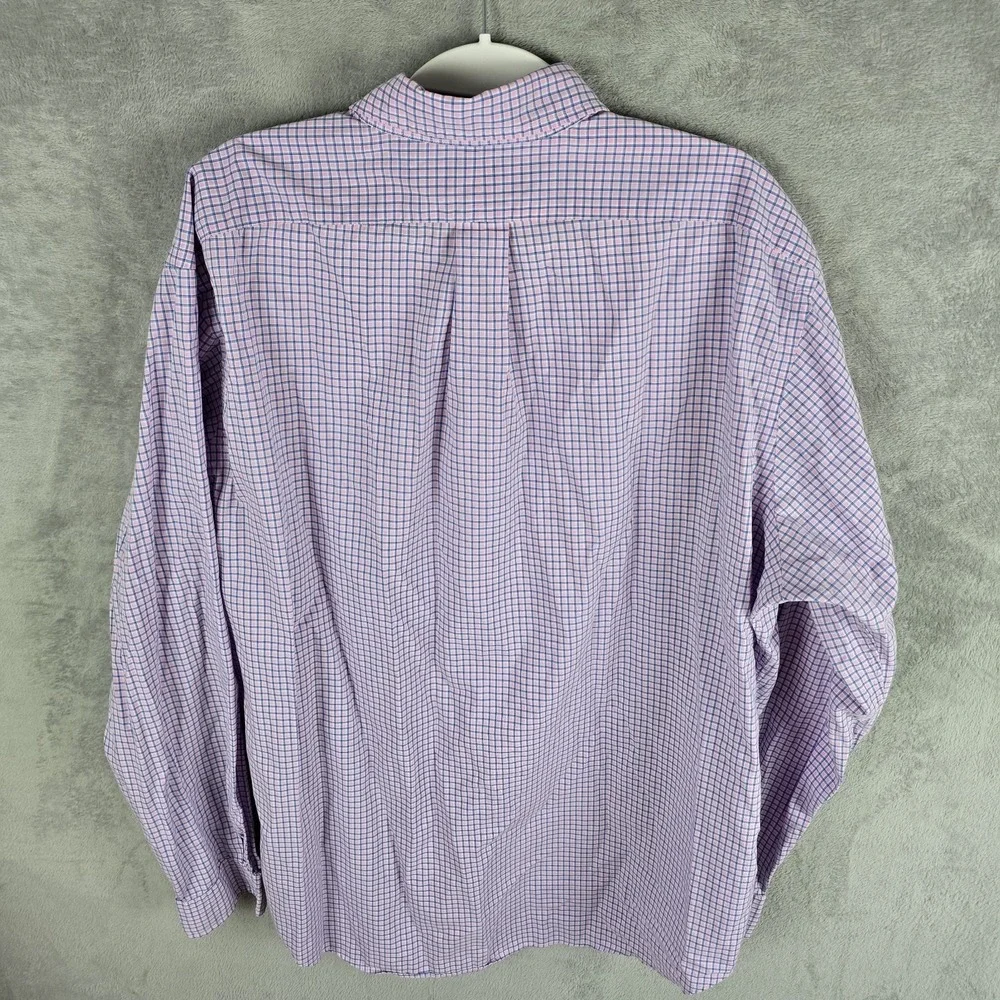 Ralph Lauren Men XL Classic Fit Pink Blue Plaid Cotton Button Down Shirt Long SL